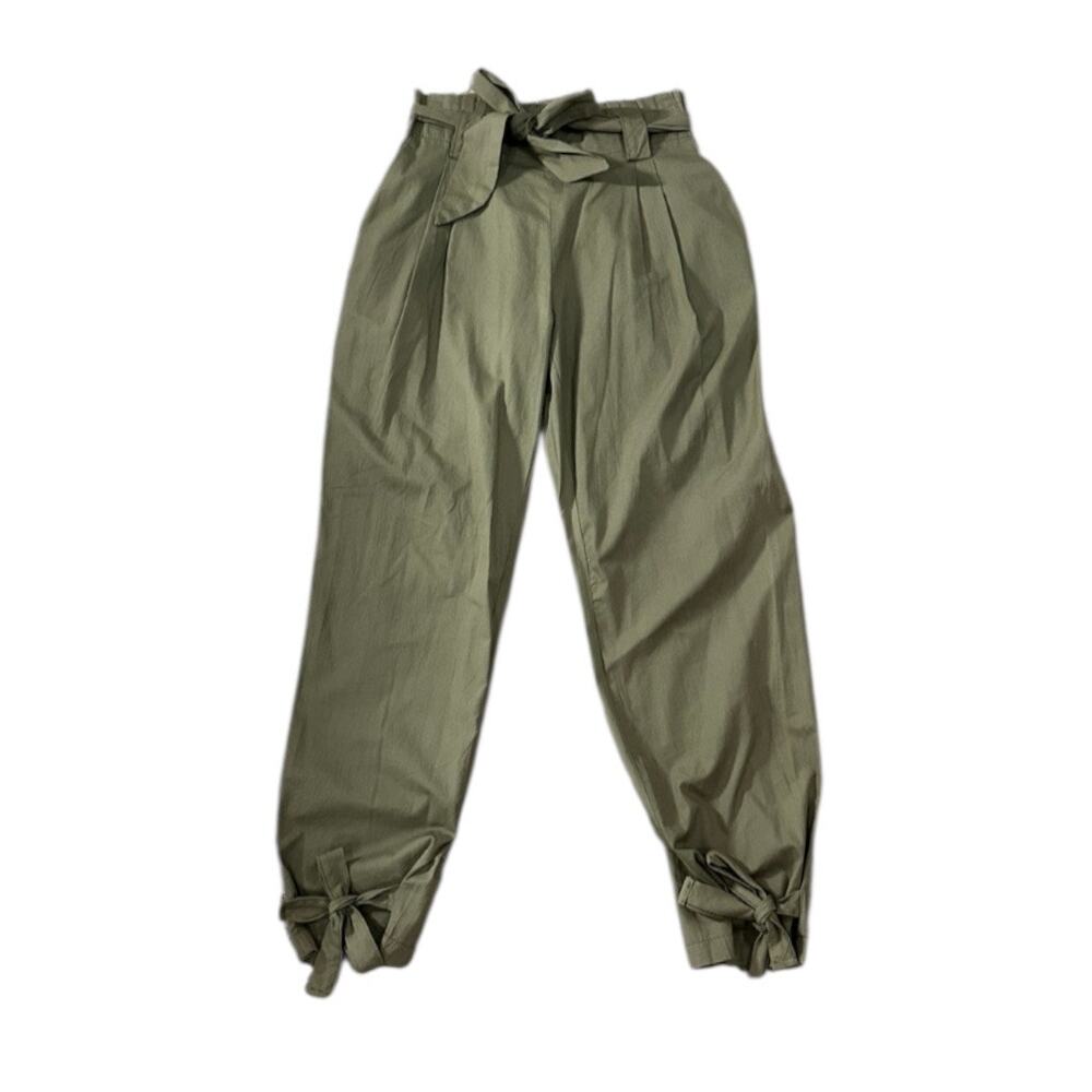 Olive Green Paperbag Waist Pants - Size S